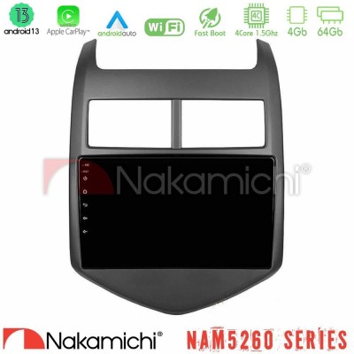Nakamichi NAM5260 Series 4Core Android13 4+64GB Chevrolet Aveo 2011-2017 Navigation Multimedia Tablet 9