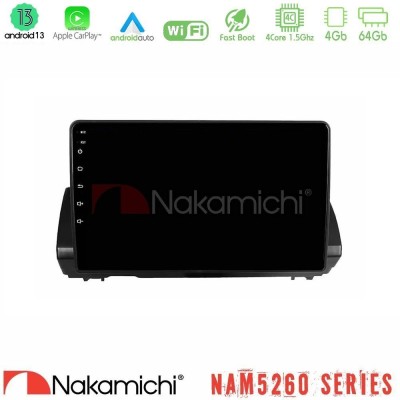 Nakamichi NAM5260 Series 4Core Android13 4+64GB Dacia Sandero/Logan/Jogger 2022-> Navigation Multimedia Tablet 9