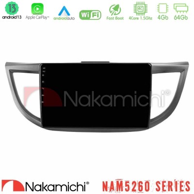Nakamichi NAM5260 Series 4Core Android13 4+64GB Honda CRV 2012-2017 Navigation Multimedia Tablet 9