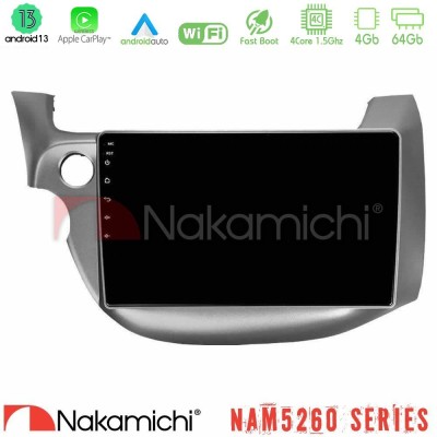 Nakamichi NAM5260 Series 4Core Android13 4+64GB Honda Jazz 2009-2013 Navigation Multimedia Tablet 10