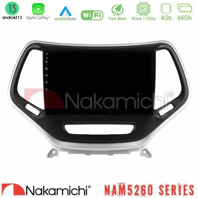 Nakamichi NAM5260 Series 4Core Android13 4+64GB Jeep Cherokee 2014-2019 Navigation Multimedia Tablet 9
