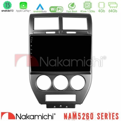 Nakamichi NAM5260 Series 4Core Android13 4+64GB Jeep Compass/Patriot 2007-2008 Navigation Multimedia Tablet 10