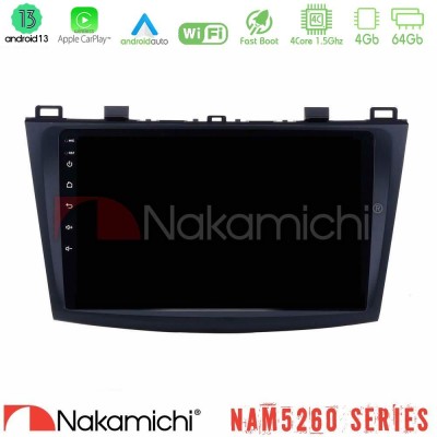 Nakamichi NAM5260 Series 4Core Android13 4+64GB Mazda 3 2009-2014 Navigation Multimedia Tablet 9