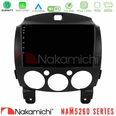 Nakamichi NAM5260 Series 4Core Android13 4+64GB Mazda 2 2008-2014 Navigation Multimedia Tablet 9