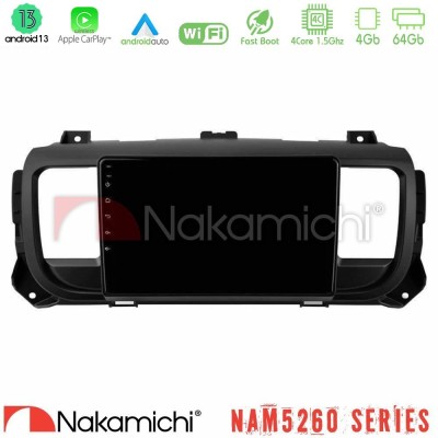 Nakamichi NAM5260 Series 4Core Android13 4+64GB Citroen/Peugeot/Opel/Toyota Navigation Multimedia Tablet 9
