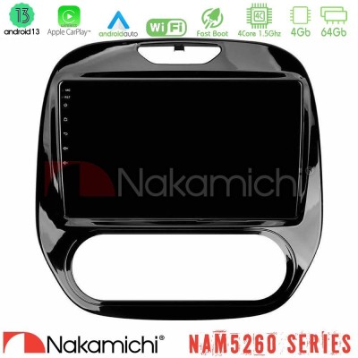 Nakamichi NAM5260 Series 4Core Android13 4+64GB Renault Captur 2013-2019 (Manual AC) Navigation Multimedia Tablet 9