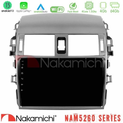 Nakamichi NAM5260 Series 4Core Android13 4+64GB Toyota Corolla 2008-2010 Navigation Multimedia Tablet 9