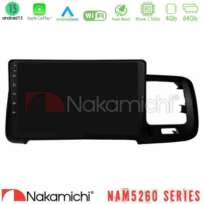 Nakamichi NAM5260 Series 4Core Android13 4+64GB Volvo S60 2010-2018 Navigation Multimedia Tablet 9