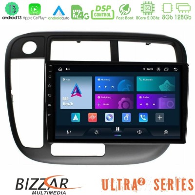Bizzar Ultra Series Honda Civic 1995-2001 8core Android13 8+128GB Navigation Multimedia Tablet 9