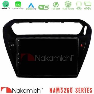 Nakamichi NAM5260 Series 4Core Android13 4+64GB Citroen C-Elysee / Peugeot 301 Navigation Multimedia Tablet 9