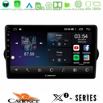 Cadence X2 Series 8Core Android14 6+128GB  Fiat Tipo 2015-2022 (Hatchback) Navigation Multimedia Tablet 9