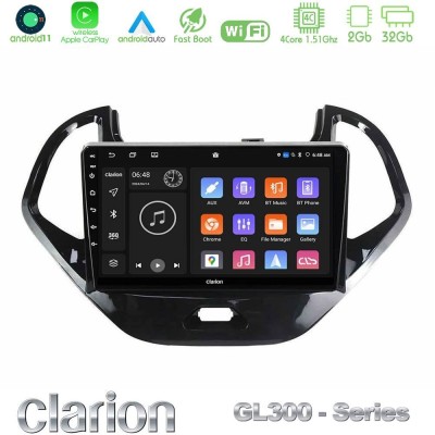 Clarion GL300 Series 4Core Android11 2+32GB Ford Ka 2016-2020 Navigation Multimedia Tablet 9