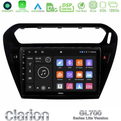 Clarion GL700 Lite Series 8Core Android11 6+128GB Citroen C-Elysee / Peugeot 301 Navigation Multimedia Tablet 9