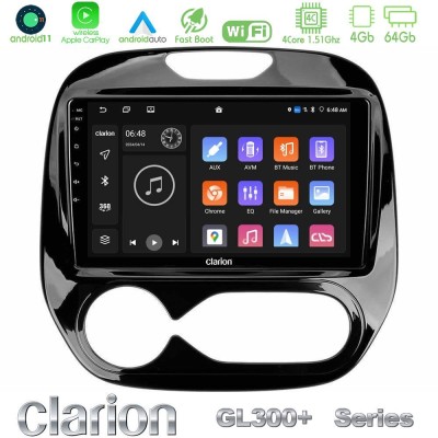 Clarion GL300+ Series 4Core Android11 4+64GB     Renault Captur 2013-2019 (Facelift) Navigation Multimedia Tablet 9