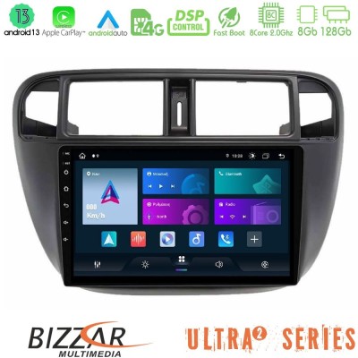 Bizzar Ultra Series Honda Civic 1995-2001 8core Android13 8+128GB Navigation Multimedia Tablet 9