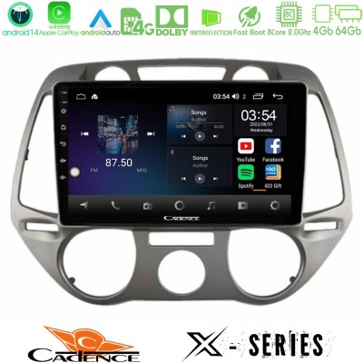 Cadence X Series Hyundai i20 2009-2012 Manual A/C 8core Android 14 4+64GB Navigation Multimedia Tablet 9