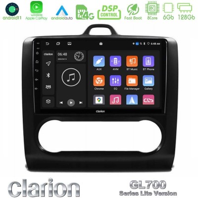 Clarion GL700 Lite Series 8Core Android11 6+128GB Ford Focus Auto AC Navigation Multimedia Tablet 9