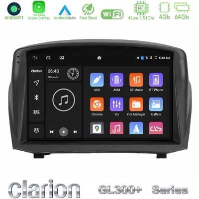 Clarion GL300+ Series 4Core Android11 4+64GB  Ford Fiesta 2008-2012 Navigation Multimedia Tablet 9