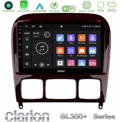 Clarion GL300+ Series 4Core Android11 4+64GB  Mercedes S Class 1999-2004 (W220) Navigation Multimedia Tablet 9
