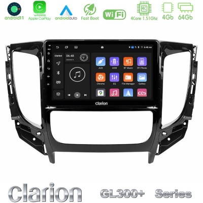 Clarion GL300+ Series 4Core Android11 4+64GB  Mitsubishi L200 2016-> amp; Fiat Fullback (Auto A/C) Navigation Multimedia Tablet 9