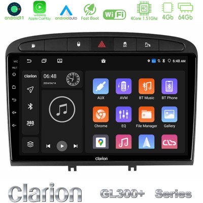 Clarion GL300+ Series 4Core Android11 4+64GB  Peugeot 308/RCZ Navigation Multimedia Tablet 9