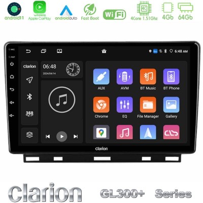 Clarion GL300+ Series 4Core Android11 4+64GB  Renault Clio 5 2020-2025 Navigation Multimedia Tablet 9