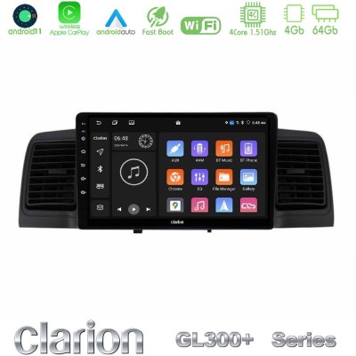 Clarion GL300+ Series 4Core Android11 4+64GB  Toyota Corolla 2002-2006 Navigation Multimedia Tablet 9