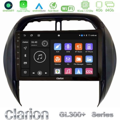 Clarion GL300+ Series 4Core Android11 4+64GB  Toyota RAV4 2001-2005 (Auto A/C) Navigation Multimedia Tablet 9