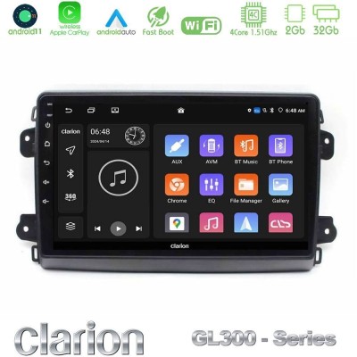 Clarion GL300 Series 4Core Android11 2+32GB Citroen/Fiat/Opel Navigation Multimedia Tablet 9