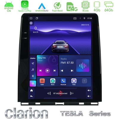 Clarion GL300 Tesla Series Android OS 8Core 4+64GB Renault Clio 5 2020-2025 Navigation Multimedia Tablet 9.7