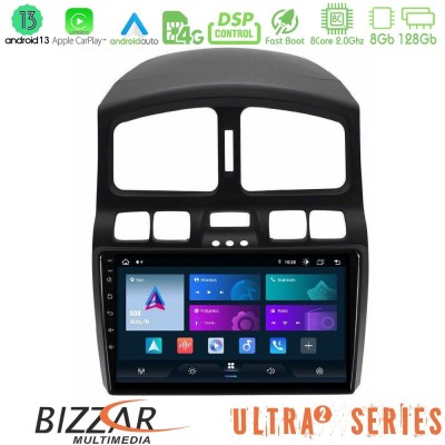 Bizzar Ultra Series Hyundai Santa Fe 2000-2006 8core Android13 8+128GB Navigation Multimedia Tablet 9