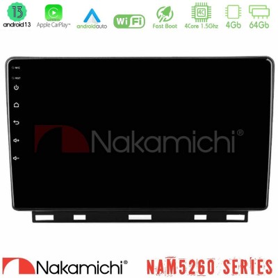 Nakamichi NAM5260 Series 4Core Android13 4+64GB Renault Clio 5 2020-2025 Navigation Multimedia Tablet 9