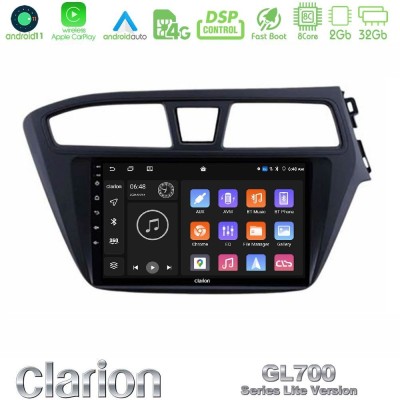 Clarion GL700 Lite Series 8Core Android11 2+32GB Hyundai i20 2014-2018 RHD Navigation Multimedia Tablet 9