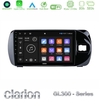 Clarion GL300 Series 4Core Android11 2+32GB Toyota Yaris (Vitz) 2015-2020 RHD Navigation Multimedia Tablet 9