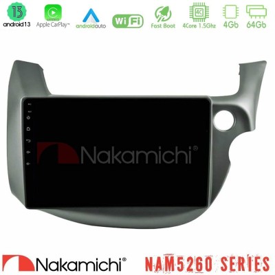 Nakamichi NAM5260 Series 4Core Android13 4+64GB Honda Jazz (Fit) 2009-2013 RHD Navigation Multimedia Tablet 10