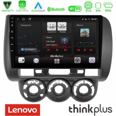 Lenovo Thinkplus Series 4Core Android15 2+32GB Honda Jazz (Fit) 2002-2008 (RHD) Manual A/C Navigation Multimedia Tablet 9