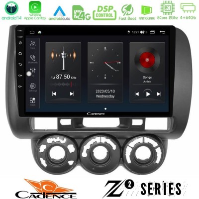 Cadence Z2 Series 8Core Android14 4+64GB Honda Jazz (Fit) 2002-2008 (RHD) Manual A/C Navigation Multimedia Tablet 9