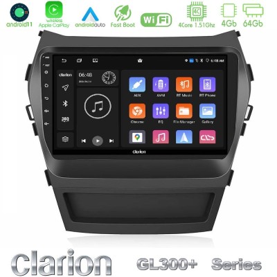 Clarion GL300+ Series 4Core Android11 4+64GB Hyundai iX45 2012-2017 Navigation Multimedia Tablet 9