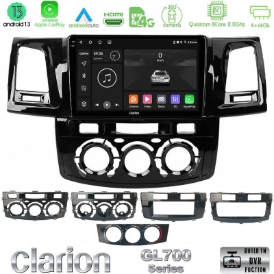 Clarion GL700 Series 8Core Android13 4+64GB Toyota Hilux 2007-2016 Navigation Multimedia Tablet 9