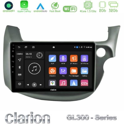 Clarion GL300 Series 4Core Android11 2+32GB Honda Jazz (Fit) 2009-2013 RHD Navigation Multimedia Tablet 10