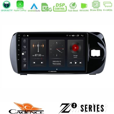Cadence Z2 Series 8Core Android14 4+64GB Toyota Yaris (Vitz) 2015-2020 RHD Navigation Multimedia Tablet 9