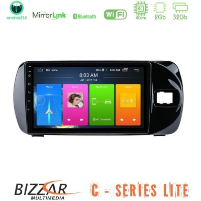 Bizzar C Series Lite 4Core Android14 2+32GB Toyota Yaris (Vitz) 2015-2020 RHD Navigation Multimedia Tablet 9