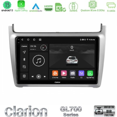 Clarion GL700 Series 8Core Android13 4+64GB Vw Polo 2014-2017 Navigation Multimedia Tablet 9
