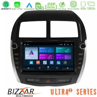 Bizzar Ultra Series AMitsubishi ASX 2013-2018 8core Android13 8+128GB Navigation Multimedia Tablet 9