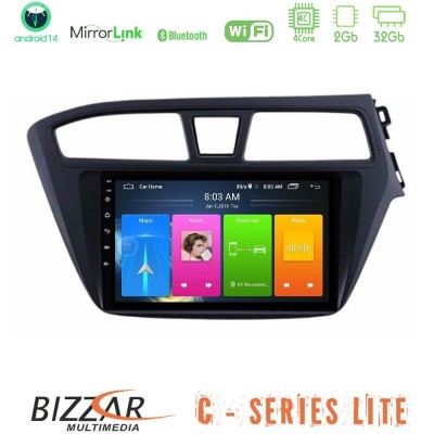 Bizzar C Series Lite 4Core Android14 2+32GB Hyundai i20 2014-2018 RHD Navigation Multimedia Tablet 9