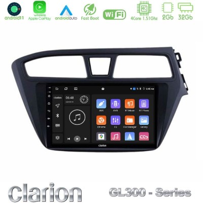Clarion GL300 Series 4Core Android11 2+32GB Hyundai i20 2014-2018 RHD Navigation Multimedia Tablet 9