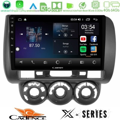 Cadence X Series Honda Jazz (Fit) 2002-2008 (RHD) Manual A/C 8core Android 14 4+64GB Navigation Multimedia Tablet 9