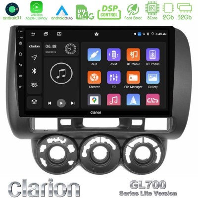 Clarion GL700 Lite Series 8Core Android11 2+32GB Honda Jazz (Fit) 2002-2008 (RHD) Manual A/C Navigation Multimedia Tablet 9