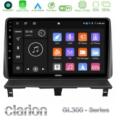 Clarion GL300 Series 4Core Android11 2+32GB Peugeot Partner / Citroën Berlingo 2002-2008 Navigation Multimedia Tablet 9