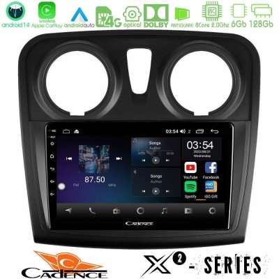 Cadence X2 Series 8Core Android14 6+128GB     Dacia Dokker 2014-2021 Navigation Multimedia Tablet 9